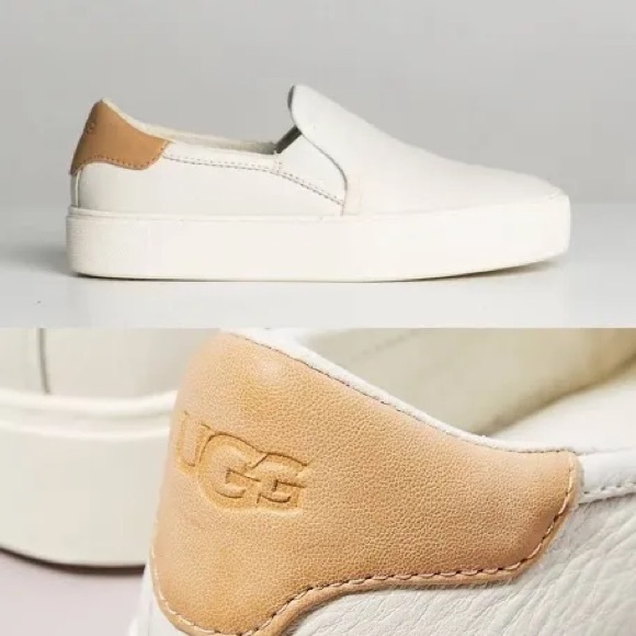 UGG Shoes - UGG Women's Slip-On Cas White Leather Sneakers size 9 great condition